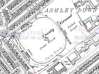 Bristol - County Grounds - Ashley Down : Map credit Old-Maps.co.uk historic maps